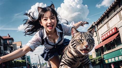 AI_Paradise on Twitter: "私は道路で猫に乗っています😾 I am riding a cat on the street ...