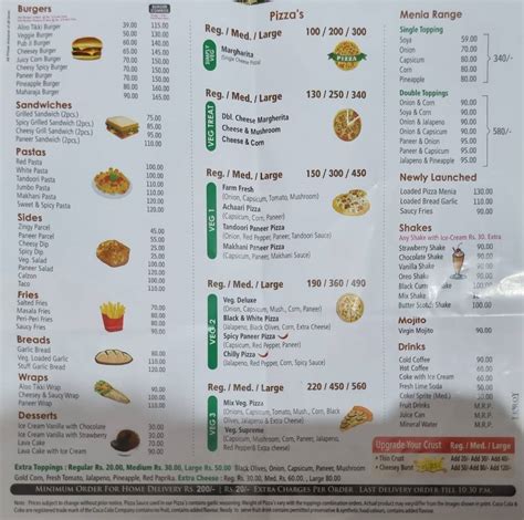 Menu at Hungry Point, Rania