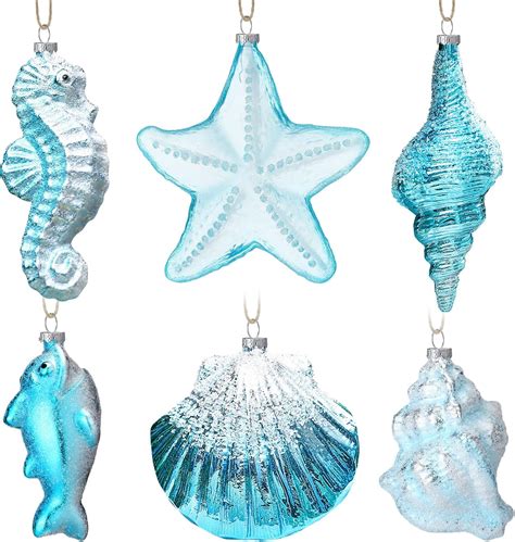 Amazon.com: 6pcs Coastal Christmas Ornaments Beach Theme Christmas ...