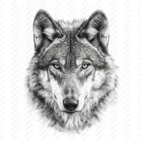 Wolf Face Black And White Drawing