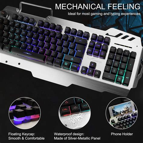 Buy FENIFOX Gaming Keyboard and Mouse, Wired Backlit Rainbow Ergonomic ...