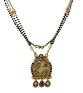 Buy Gold-Plated Double Chain Mangalsutra with Designer Pendant,Multi114 ...