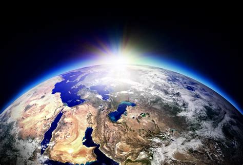 Free photo: Sun rising over planet Earth - 3d, North, Reflection - Free ...