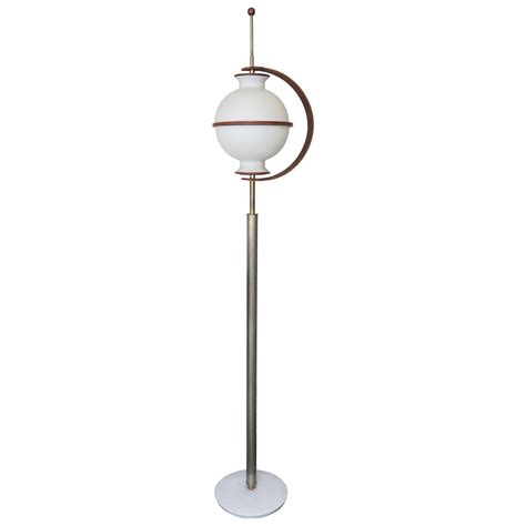 Mid Century Brass Floor Lamp with Globe Lights at 1stDibs