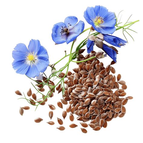 Flax Seeds And Blooming Plant, Flax, Seed, Blossom PNG Transparent ...