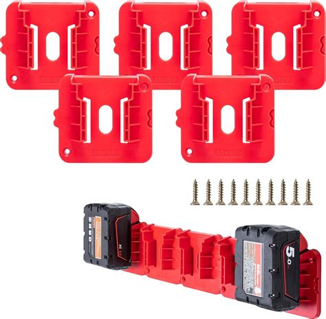 Amazon.com: Crivnhar 5 Pack Battery Holder for Milwaukee M18 18V Battery Mounts Dock Holder Fit ...