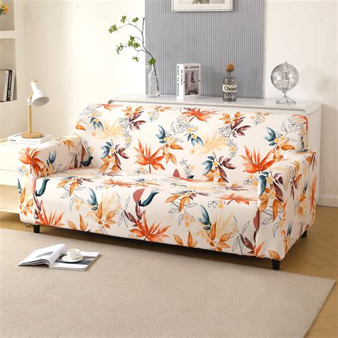 Amber Serene Flora Print Elastic Velvet Sofa Cover – HOKIPO | Har Ghar ...