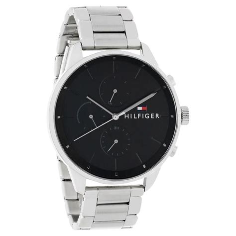 Buy Online Tommy Hilfiger Quartz Multifunction Black Dial Stainless ...
