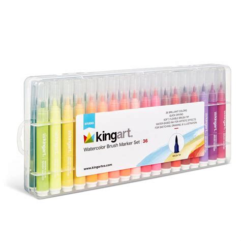Kingart Studio, Soft Tip Watercolor Brush Marker Set , Set of 36 Unique ...