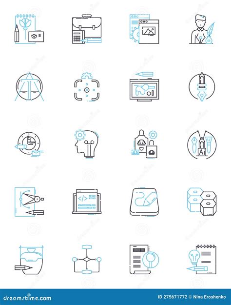 Conceptual Frameworks Linear Icons Set. Structure, Insight, Context, Abstraction, Framework ...