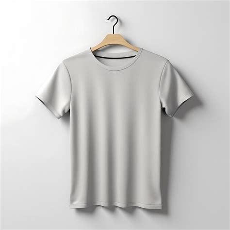Ash tshirt mock up hanging against a white background | Premium AI ...