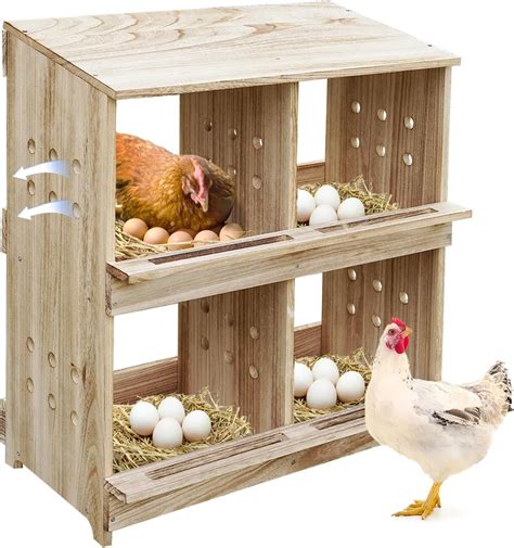 Amazon.com: Wooden Chicken Nesting Boxes 4 Compartments Nesting Box for ...