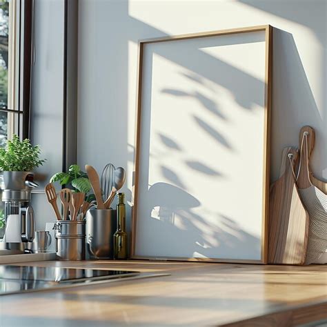 A kitchen table with a picture of a plant and a picture of a pot on it ...