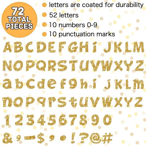 Buy 72 Pcs Gold Glitter Bulletin Board Letters Pack Playful Alphabet ...