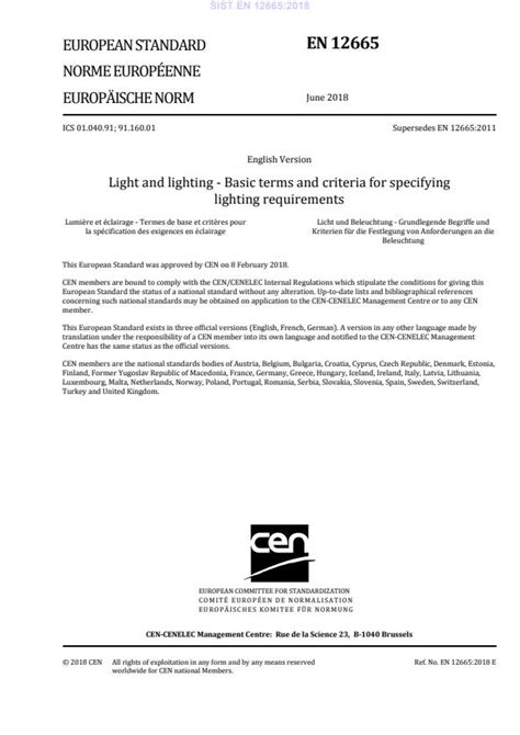 EN 12665:2018 - Light and lighting - Basic terms and criteria for ...