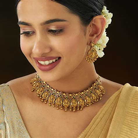 Buy Kushal's Fashion Jewellery Ruby & Green Bridesmaid Choker Necklace ...