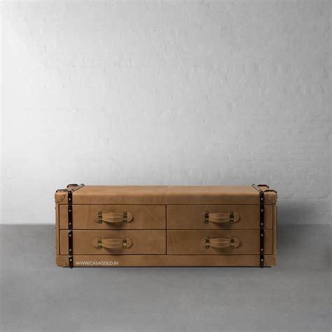 100% Genuine Leather made Trunk Coffee Table