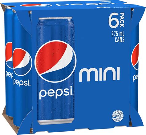 Pepsi Cola Soft Drink Mini Cans, 6 X 275ml : Amazon.com.au: Pantry Food ...