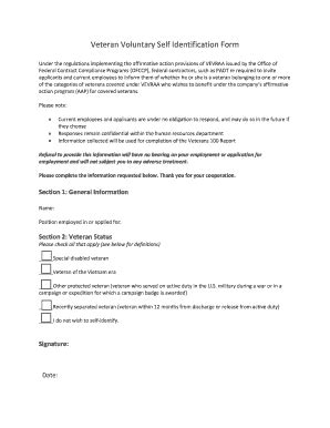 Fillable Online Veteran Voluntary Self Identification Form - padtinccom ...