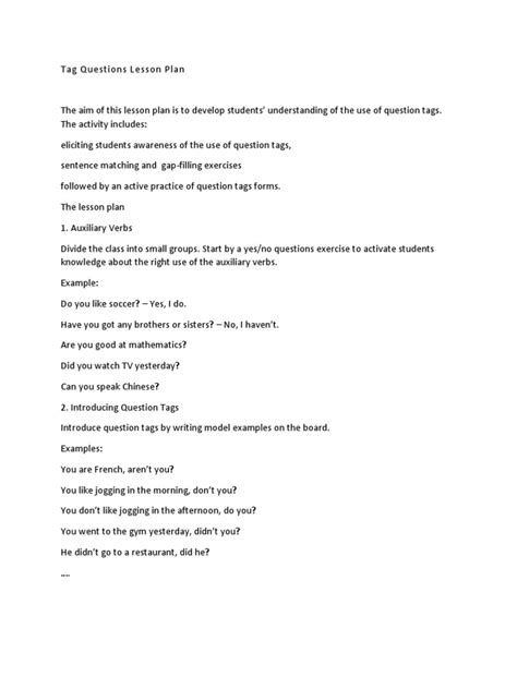 Image result for ESL Question Tags Grammar Lesson Plan