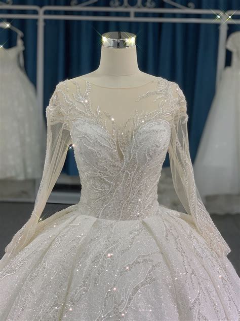 Glitter Long Sleeve Wedding Dress