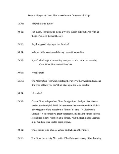 Image result for Video Advertisement Script