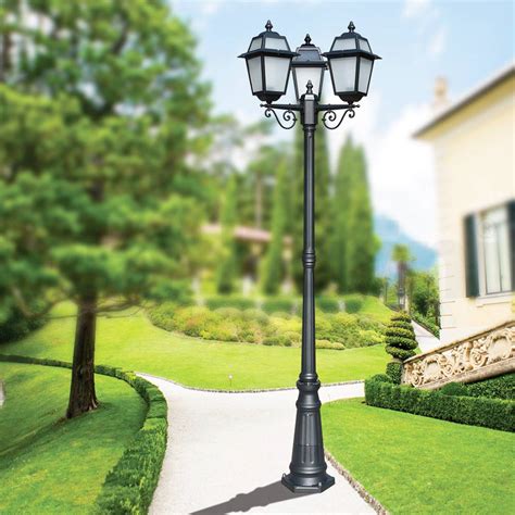 219 cm tall street lamp in Anthracite Aluminum and Sandblasted Glass