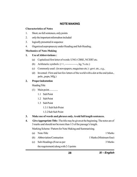 Image result for Note Writing Format Class 11