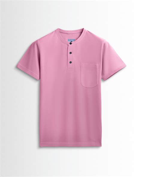 Pure Cotton Henley Pocket T shirts (Pink) – Pitshirts