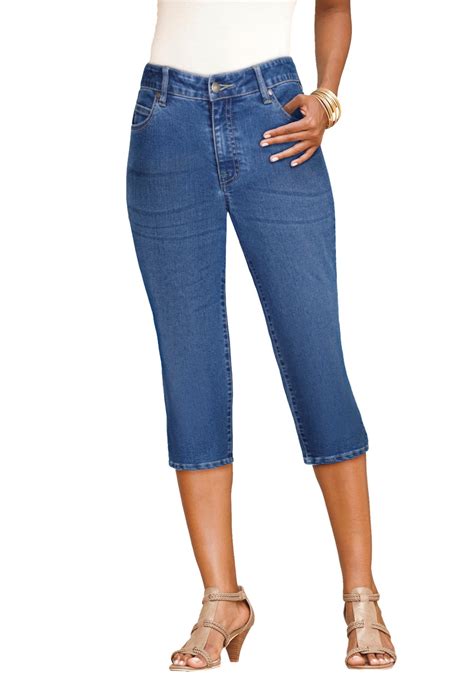 Roaman's Women's Plus Size Denim 24/7 Iconic Capri Jean - Walmart.com