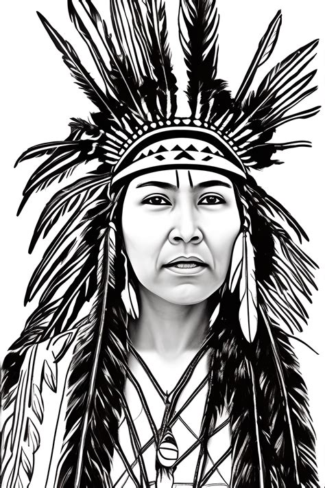 Beautiful Native American Indian Women Sketch Drawing Coloring Page ...