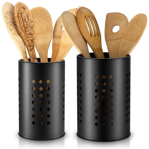 GSrenyu Kitchen Utensils Holder for Countertop,Stainless Steel Black ...