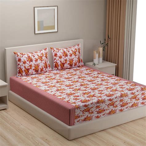 Buy SWAYAM Pastel Petal Dance 160TC Cotton Floral Queen Bedsheet Set ...