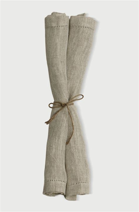 Linen Herringbone Oatmeal Table Mats | Set of 2 – SanctuaryLiving