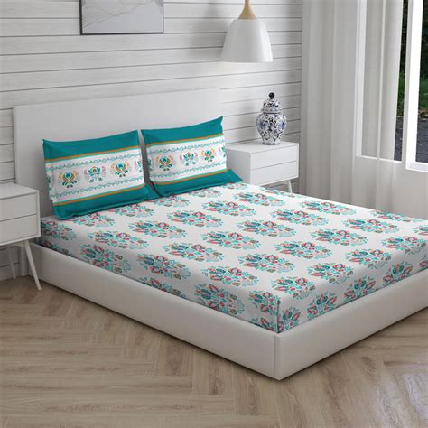 Buy LAYERS Uphaar Blue Printed Queen Bedsheet Set - 3Pcs from Layers at ...