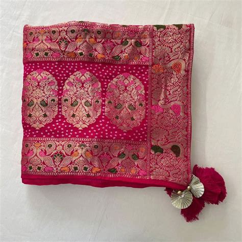 Andaaz Pink Silk Banarsi Bandhej Dupatta – anokherang