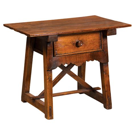 19th Century English Oak Low Side Table with Single Drawer and Carved ...