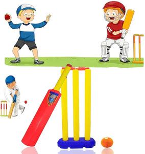 SIYAA Cricket Set for Kids 3 Stumps with 1 Bat and 1 Ball for Playing ...