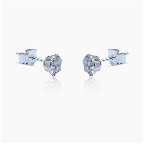 Silver Zircon Stud Earrings