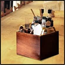 nestroots Wooden Cutlery Holder Spoon Stand and Serving Tray with Gold ...