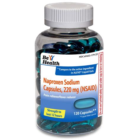 Be Health Naproxen Sodium 220mg Capsules - 120 Count Made in USA | Pain Reliever/Fever Reducer ...