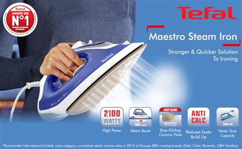 Buy Tefal Plastic Maestro Fv3782O1 2100-Watt Steam Iron, Standard, Blue ...