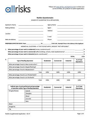 All Risks Roofers Questionnaire 2017-2026 - Fill and Sign Printable ...
