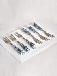 Buy Blue Hand Painted Ceramic Handle Spoons - Set of 6 online at Theloom