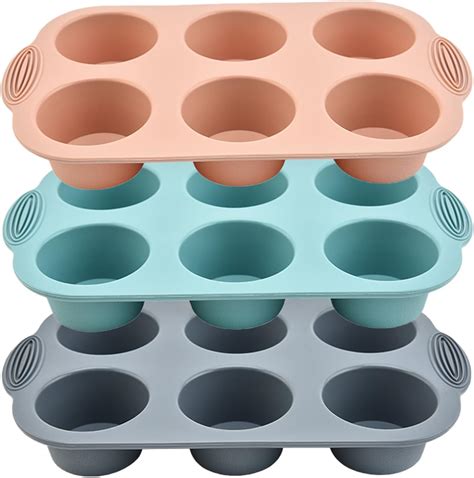 Anxbbo Silicone Muffin Pan Set - 6 Cup Non-Stick Silicone Cupcake Pan ...