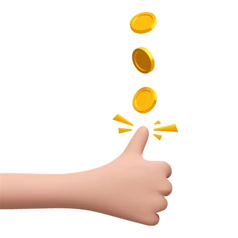3d cartoon hand tossing, throw a gold coin. Decision making by chance ...