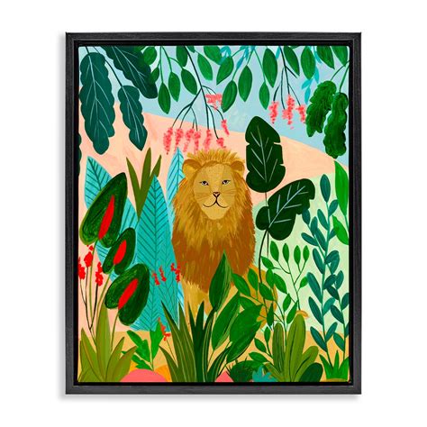 Stupell Industries Stoic Lion Tropical Forest Floating Frame, design by ...