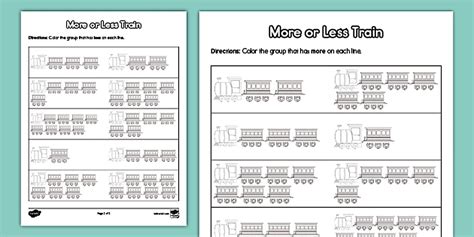 Kindergarten More and Less Train Coloring Worksheet