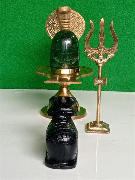 Buy Original & Natural Narmada Stone Unique Green Emerald Shivling for ...