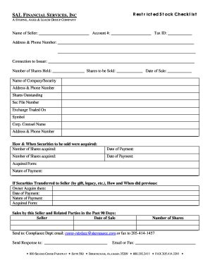 Fillable Online Restricted stock checklist - Capital Investment ...